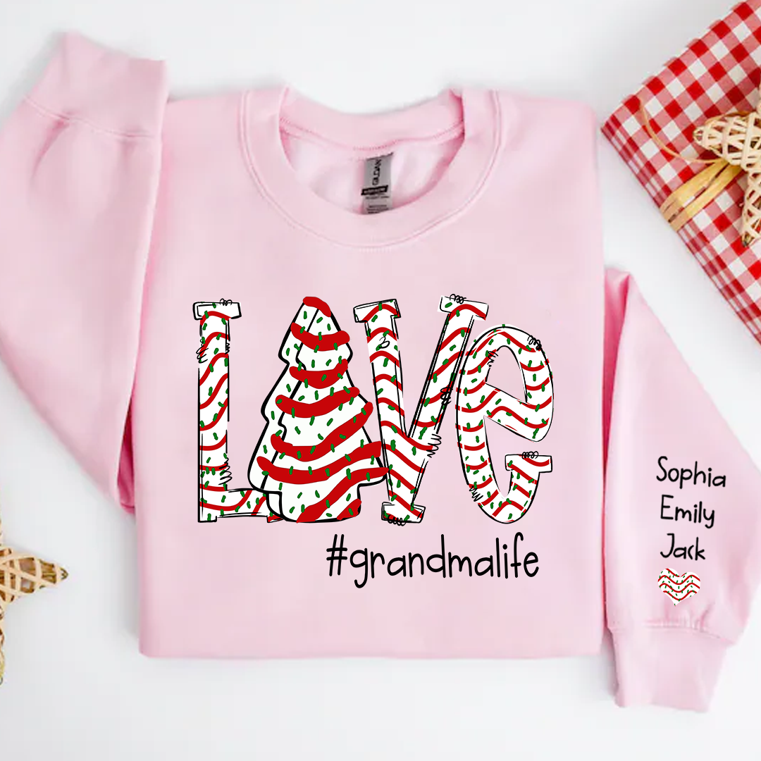 Personalized Love grandmalife Cake Christmas With Grandkids Sweatshirt