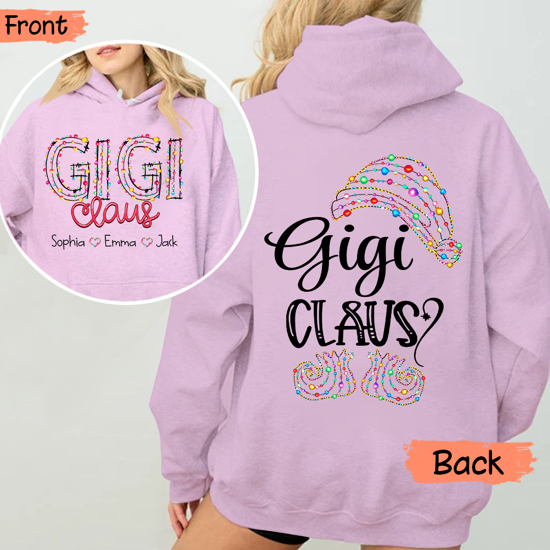 Personalized Gigi Claus Hoodie - Gigi claus with Grandkid's Names Hoodie