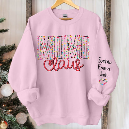 Mimi claus Christmas lights And Grandkids Christmas Merry Sweatshirt