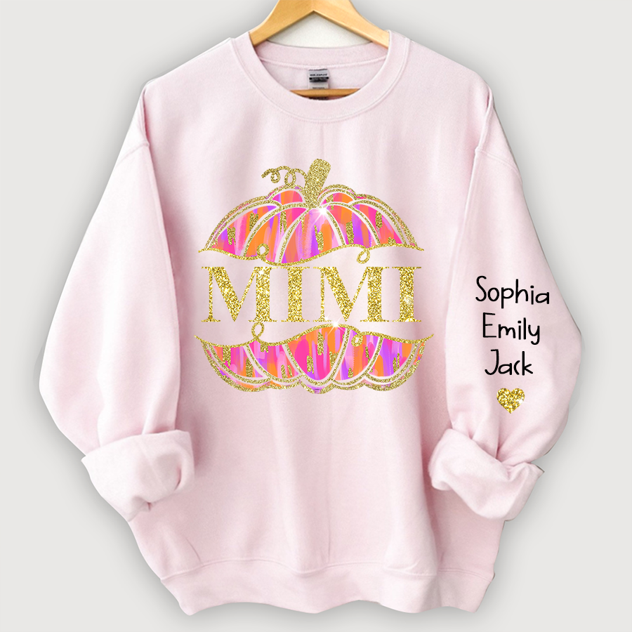 Mimi Pumpkin Glitter And Kids Autumn Sweatshirt