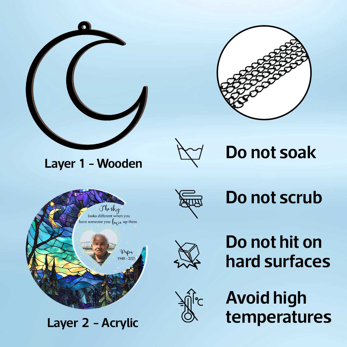 The Sky Looks Different Personalized Window Hanging Memorial Suncatcher, Sympathy Gift