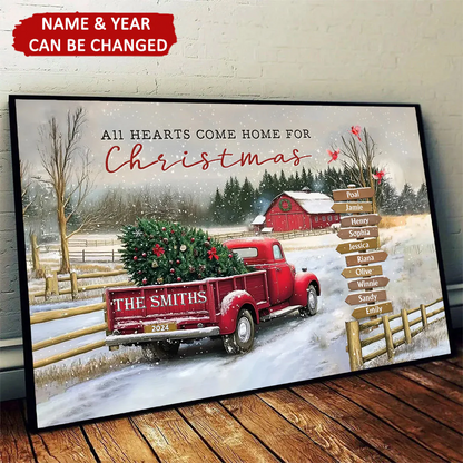 Family Christmas Truck Personalized Poster