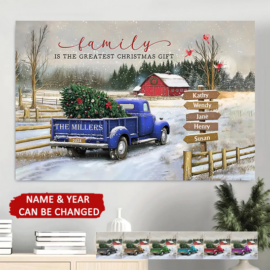 Family Christmas Truck Personalized Poster