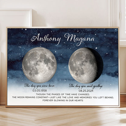 Starry Night Memorial Keepsake Lost Loved One Moon Phase Art Sympathy Gift Personalized Poster