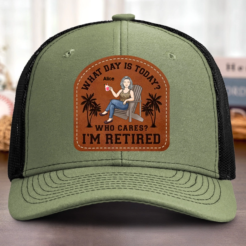 Custom Shaped Leather Patch Hat - Personalized Appreciation, Retirement Gift For Men, Women, Coworkers, Work Friends, Colleagues - Retirement Life