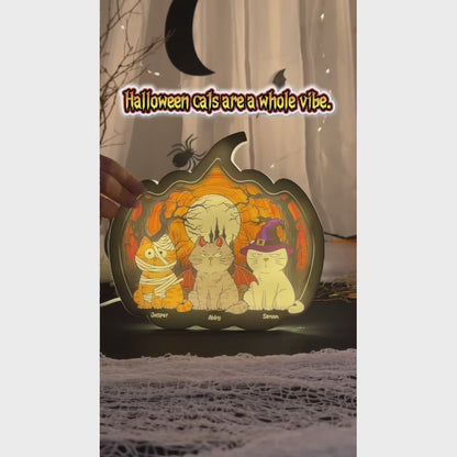 Halloween Funny Cat Pumpkin Shaped Personalized Light Box