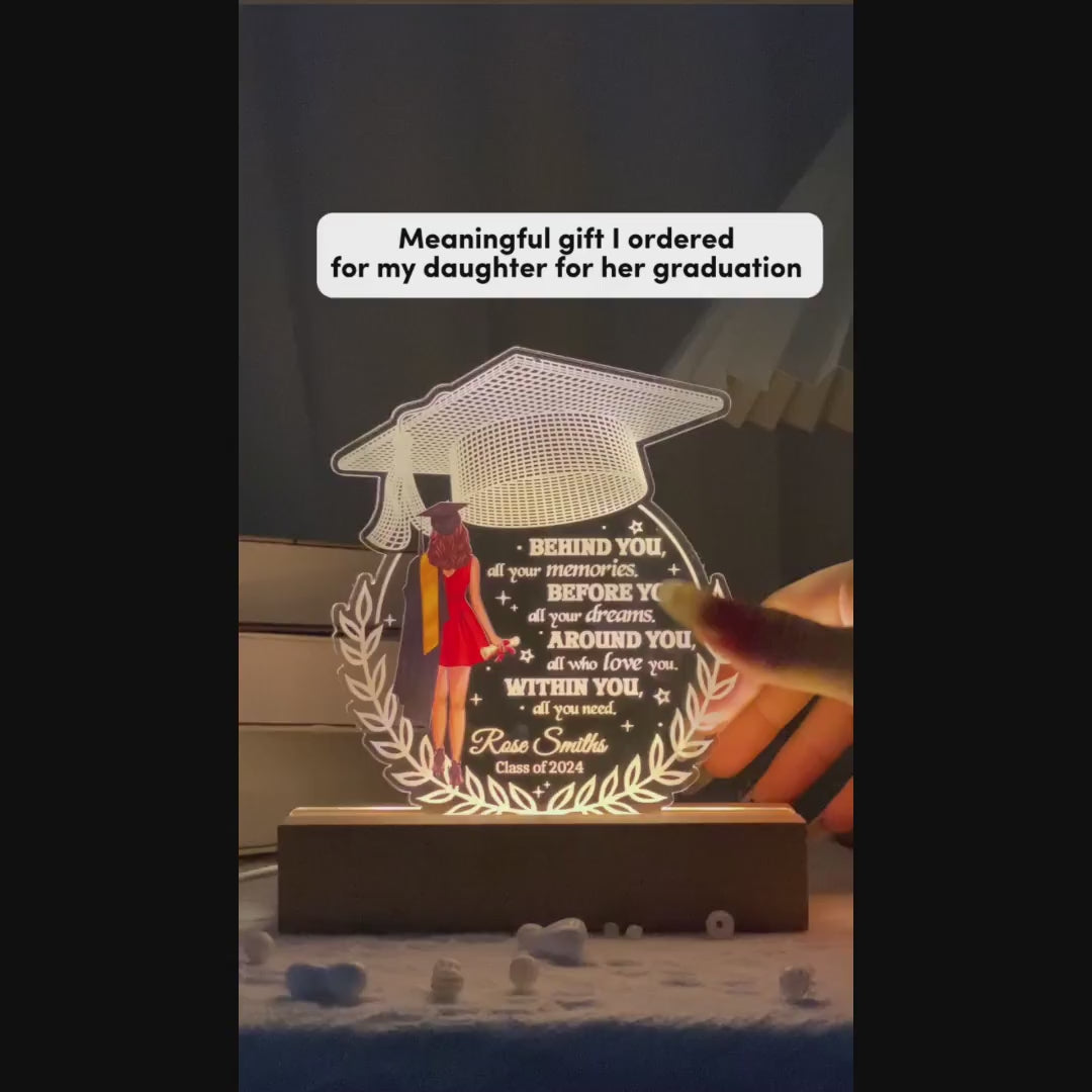 Graduation - Behind You All Your Memories - Personalized Shape Warm LED Night Light