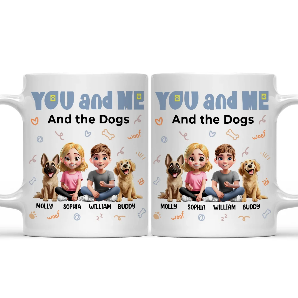 You And Me & The Dogs Sitting Couple - Personalized Mug