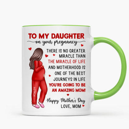 To My Pregnancy Daughter Happy First Mother's Day From Mom Personalized Mug, Mother's Day Gift
