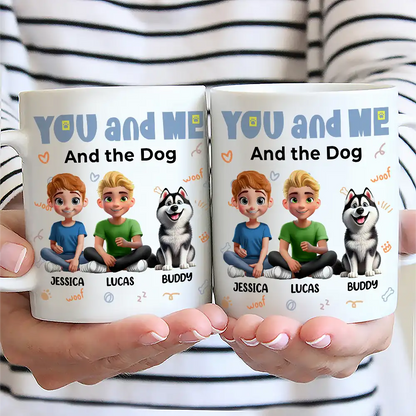 You And Me & The Dogs Sitting Couple - Personalized Mug