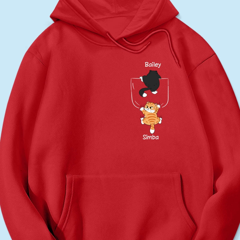 Cute Naughty Cat Climbing Pocket Gift For Pet Lover Personalized Shirt