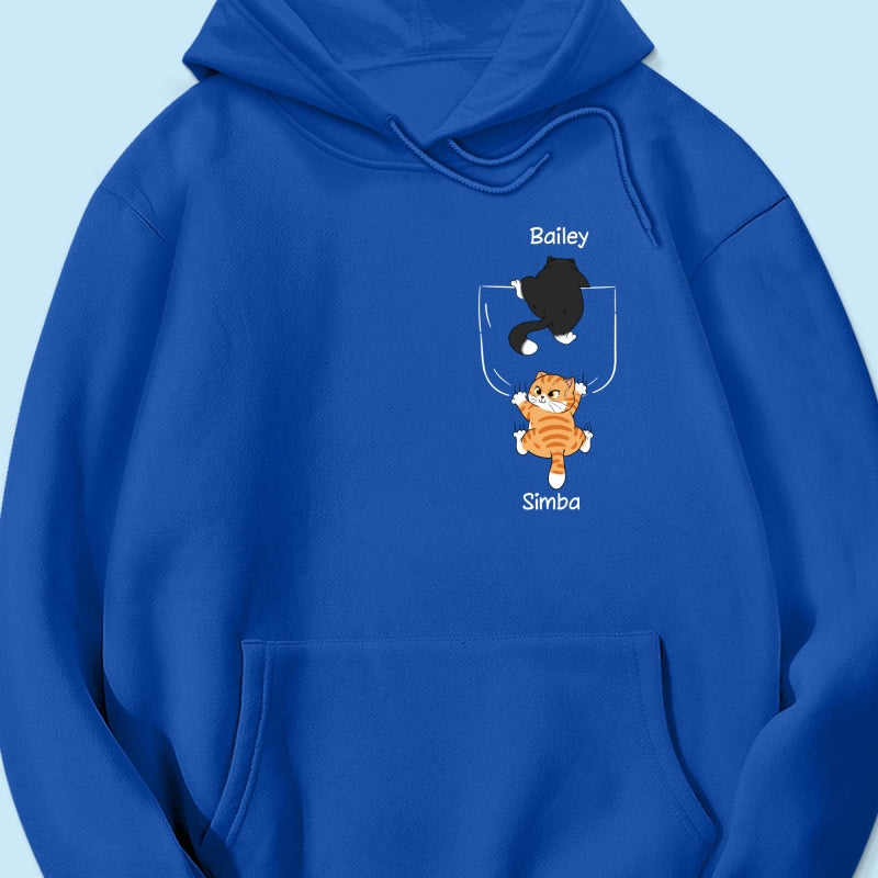 Cute Naughty Cat Climbing Pocket Gift For Pet Lover Personalized Shirt