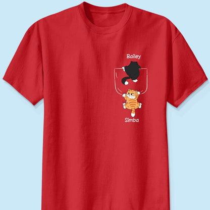Cute Naughty Cat Climbing Pocket Gift For Pet Lover Personalized Shirt