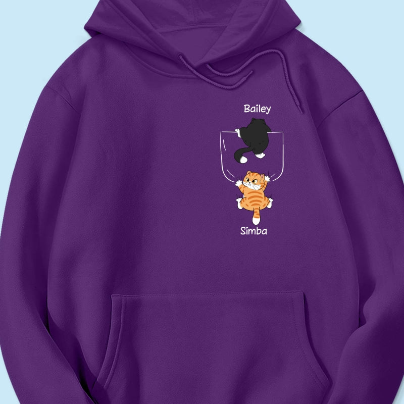 Cute Naughty Cat Climbing Pocket Gift For Pet Lover Personalized Shirt