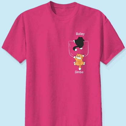 Cute Naughty Cat Climbing Pocket Gift For Pet Lover Personalized Shirt