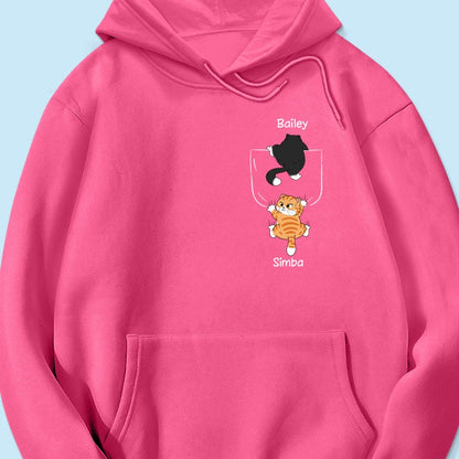 Cute Naughty Cat Climbing Pocket Gift For Pet Lover Personalized Shirt