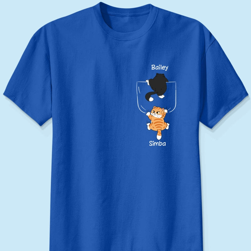 Cute Naughty Cat Climbing Pocket Gift For Pet Lover Personalized Shirt