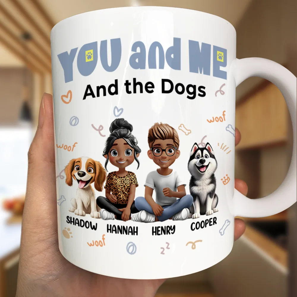 You And Me & The Dogs Sitting Couple - Personalized Mug