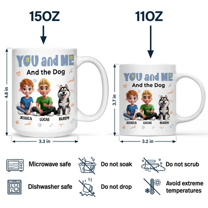 You And Me & The Dogs Sitting Couple - Personalized Mug