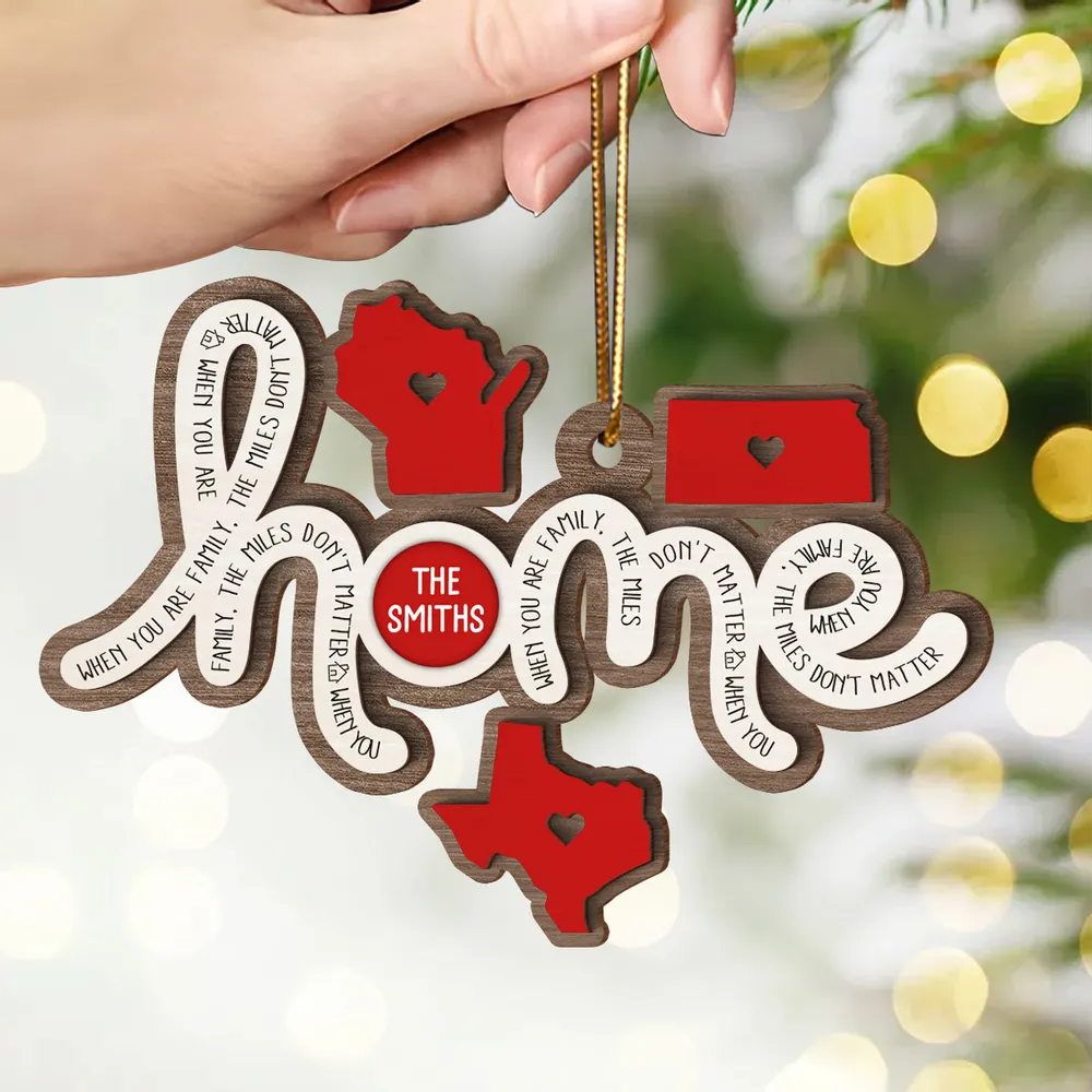 Togetherness Family Home Sweet Home Long Distance Relationship Personalized Wooden Ornament