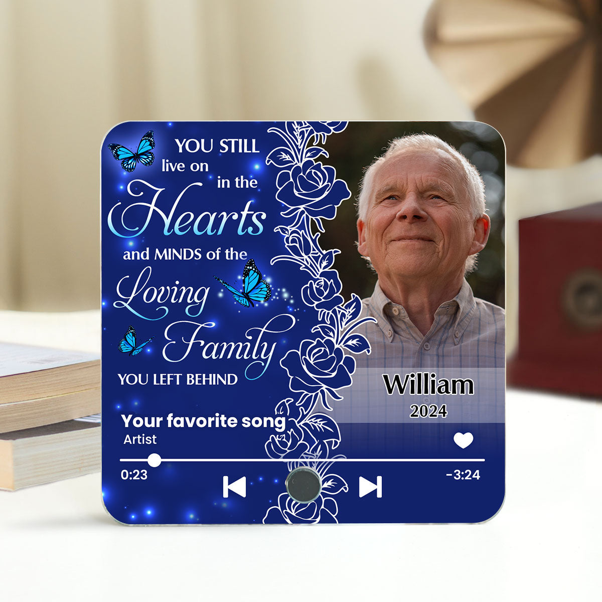 Live On In The Hearts And Minds Memorial Personalized Music Fridge Magnet, Sympathy Keepsake, Remembrance Gift