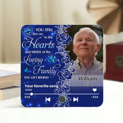 Live On In The Hearts And Minds Memorial Personalized Music Fridge Magnet, Sympathy Keepsake, Remembrance Gift