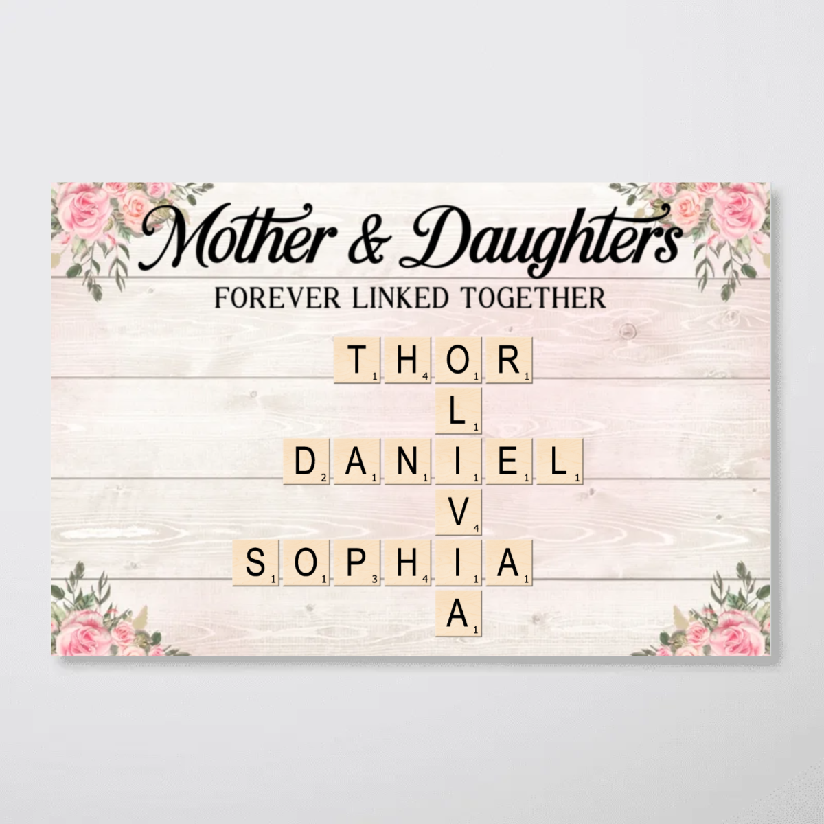 Mother & Daughters Sons Forever Linked Together Crossword Puzzle Art Personalized Poster