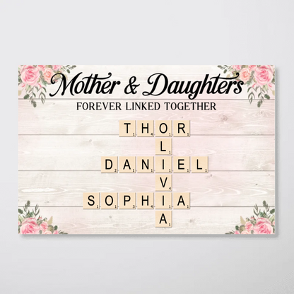 Mother & Daughters Sons Forever Linked Together Crossword Puzzle Art Personalized Poster