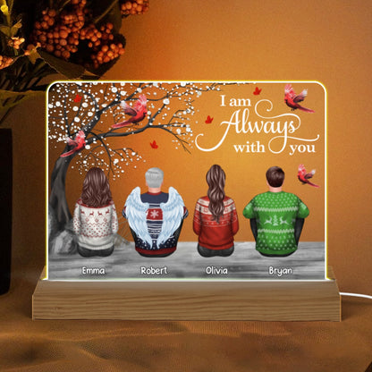 Cardinals Blossom Tree Always With You Family Memorial Remembrance Gift Christmas Personalized Custom Shape Acrylic Plaque Warm LED Night Light