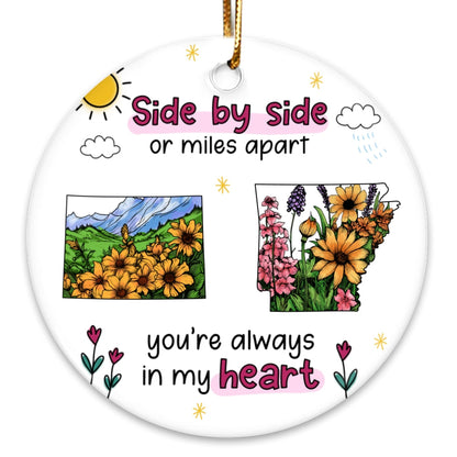 Watercolor Wildflower State Map Togetherness Gift Personalized Ceramic Ornament