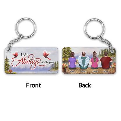 Lake Landscape Whole Back View Family Sitting Remembrance Gift Memorial Personalized Acrylic Keychain