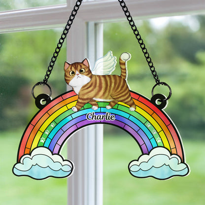 Cats Loss Memorial Rainbow Bridge Personalized Suncatcher Ornament