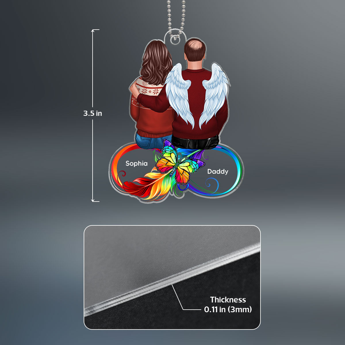 Family Memorial Sitting On Infinity Personalized Custom Shape Acrylic Ornament