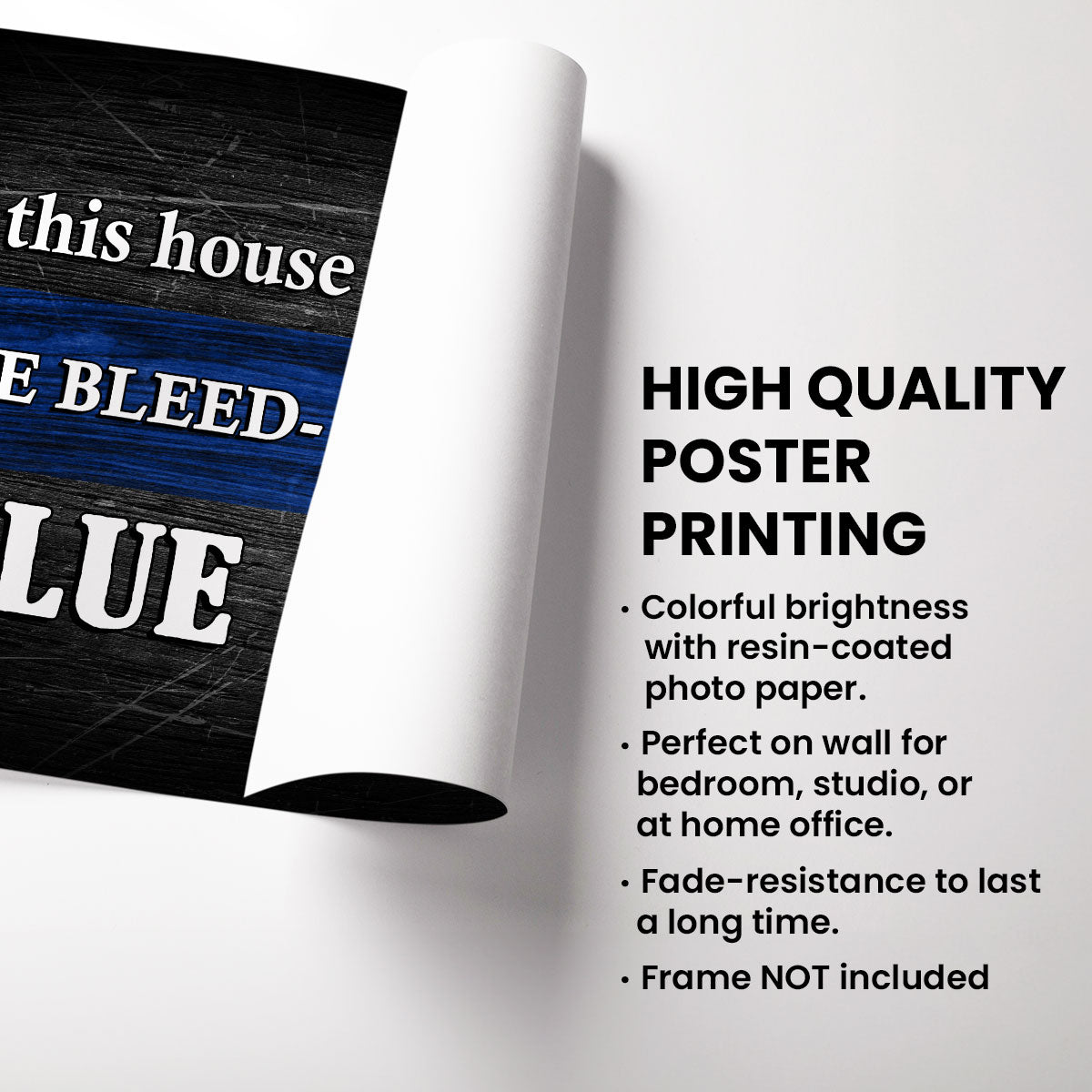 In This House We Bleed Blue Family Crossword Art Puzzle, Personalized Thin Blue Line Poster Office Decor, Appreciation Gift For Police Officers, Sheriff, Deputy Sheriff