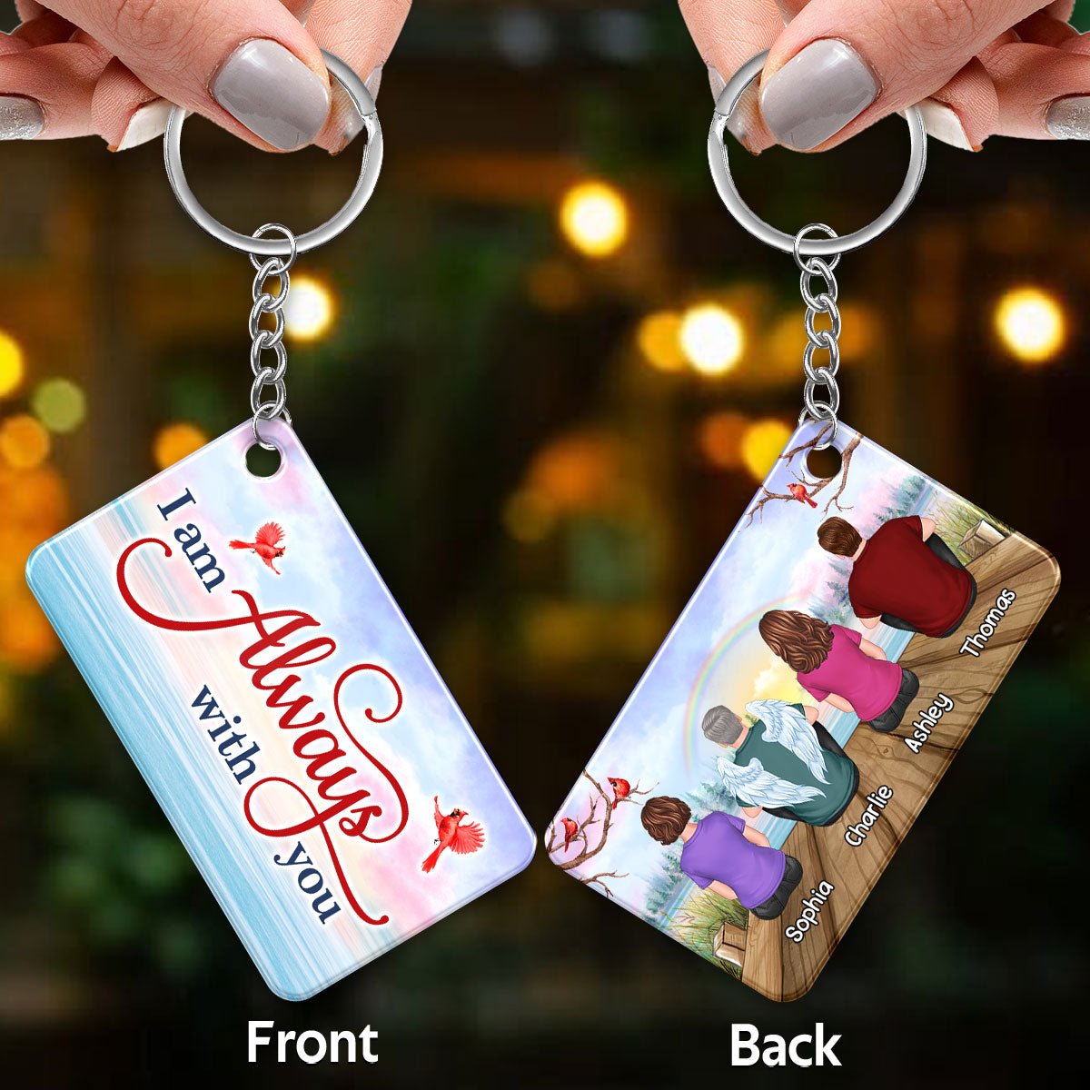 Memorial Family Rainbow Bridge Remembrance Gift Personalized Acrylic Keychain