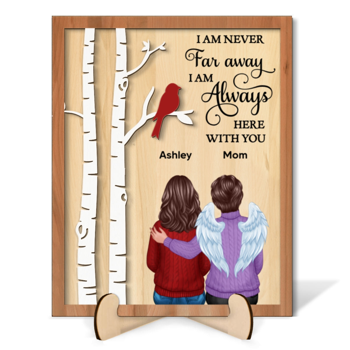 I‘m Never Far Away Family Memorial Sympathy Gift Personalized 2-Layer Wooden Plaque