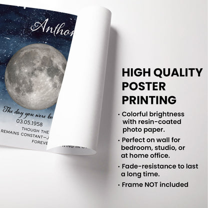 Starry Night Memorial Keepsake Lost Loved One Moon Phase Art Sympathy Gift Personalized Poster