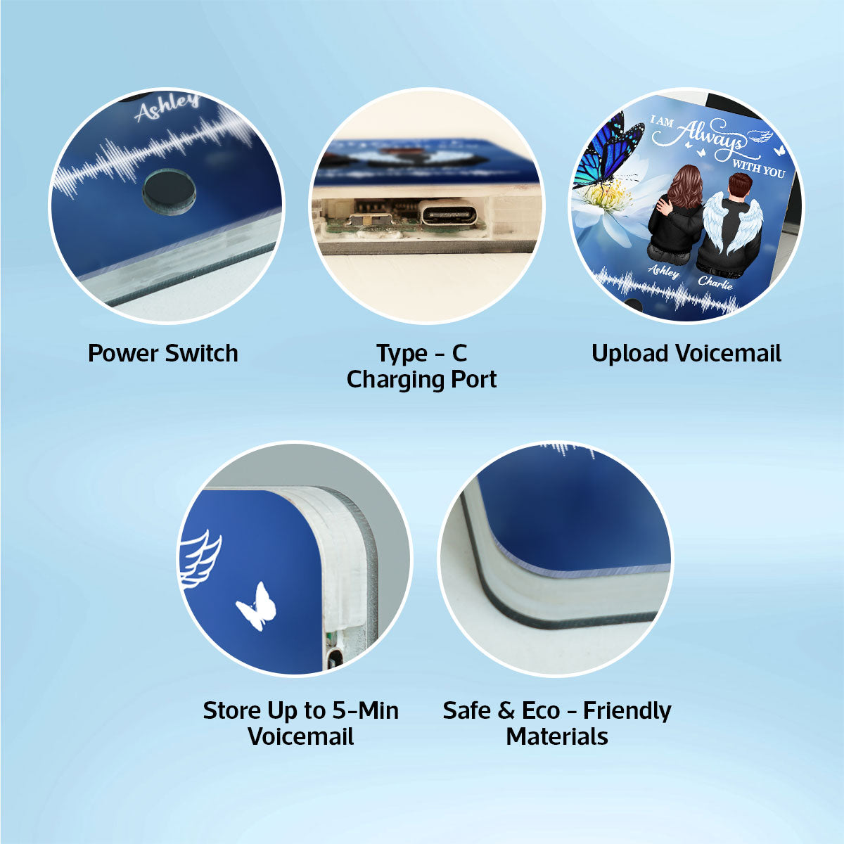 Realistic Butterfly Lost Loved One Voice Recording Memo Voicemail Memorial Keepsake Personalized Music Fridge Magnet