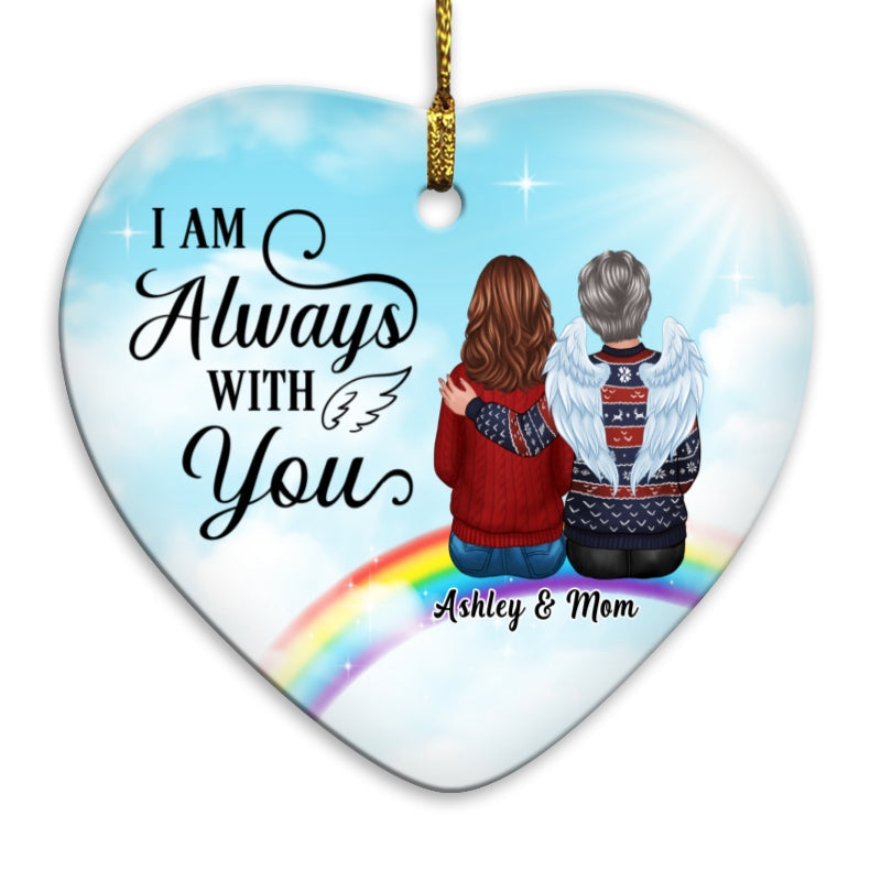Rainbow Memorial Family Sitting Remembrance Personalized Heart Ornament