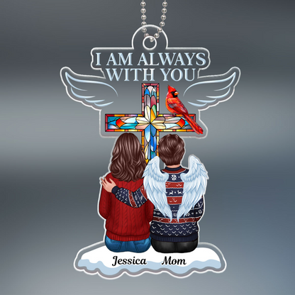 Family Memorial Keepsake Stained Glass Cross Cardinal Personalized Acrylic Ornament