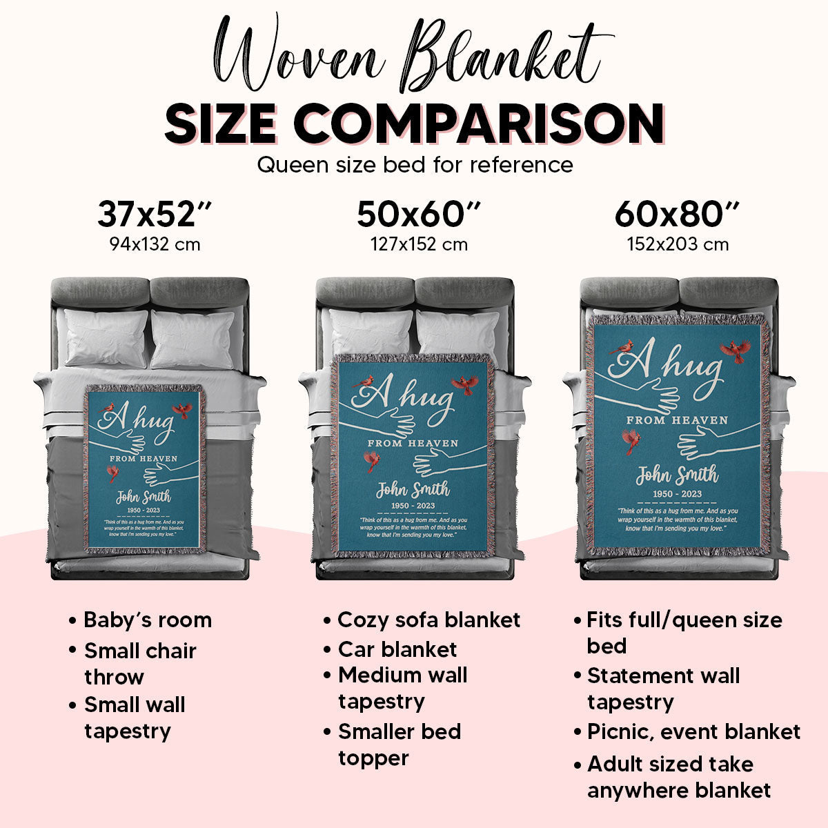 A Hug From Heaven Memorial Keepsake Personalized Tapestry Woven Blanket