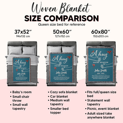 A Hug From Heaven Memorial Keepsake Personalized Tapestry Woven Blanket