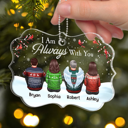 Family Memorial In Snow Cardinals Personalized Acrylic Ornament