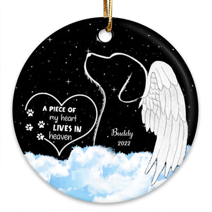 Dogs Cats Angel Starry Sky Memorial Personalized Circle Ceramic Ornament, Sympathy Gift