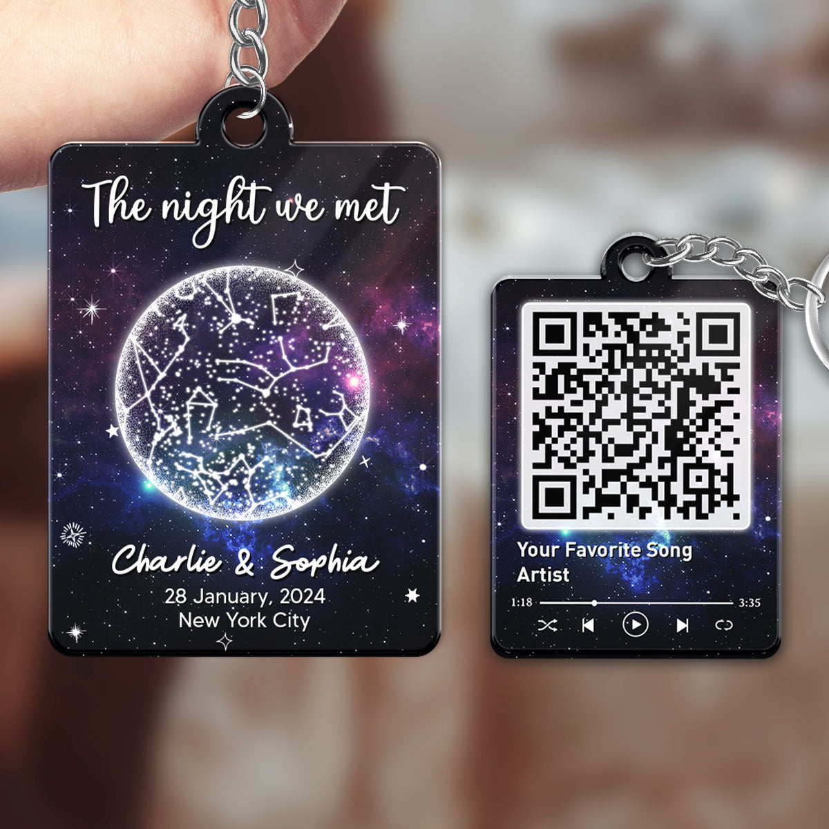 Couple Galaxy Star Map by Location & Date Personalized Acrylic Keychain
