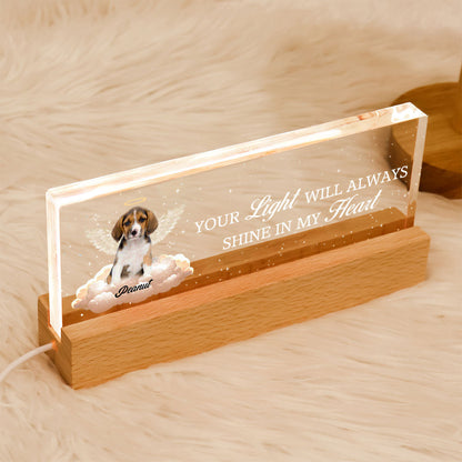 Your Light Will Always Shine In My Heart Personalized Acrylic Block LED Night Light, Sympathy Gift For Pet Owners