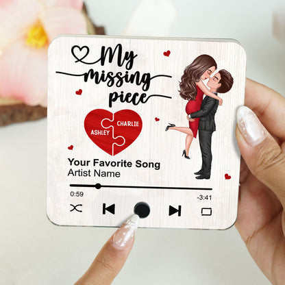 My Missing Piece Valentine‘s Day Gift For Her Gift For Him Couple Kissing Favorite Song Personalized Music Fridge Magnet