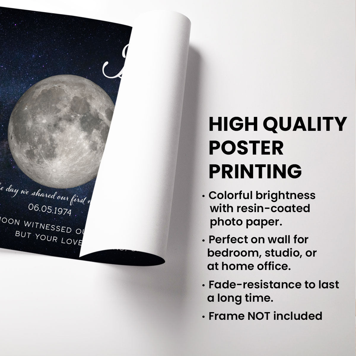 The Moon Witnessed Our First Hello And Our Hardest Goodbye Memorial Moon Phase Personalized Poster