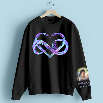I Wear My Heart On My Sleeve Memorial, Sympathy Gift, Personalized Sleeve Printed Sweatshirt