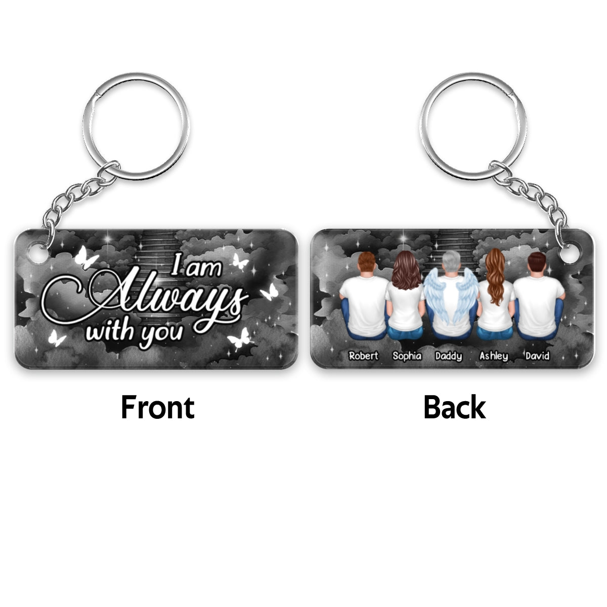 Always With You Night Sky Family Members Memorial Remembrance Sympathy Gift Personalized Acrylic Keychain